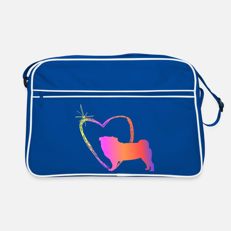 Mops mit Herz Retro Tasche