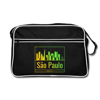 São Paulo skyline in neon gradient - Retro Bag - black/white - Front