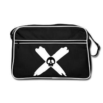 Skull and white cross - Retro Bag - black/white - Front