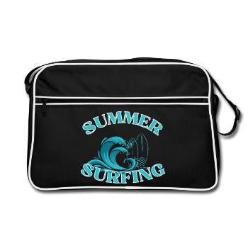 Summer Surfing Wave Logo - Retro Bag - black/white - Front