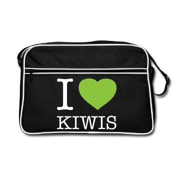 I LOVE KIWIS - Retro Tasche - Schwarz/Weiß - Vorne
