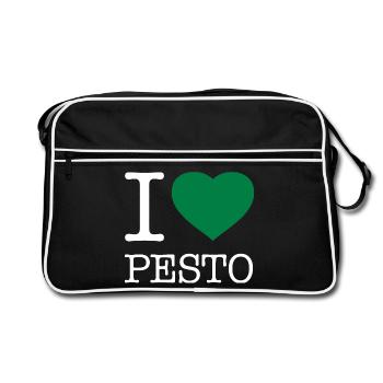 I LOVE PESTO - Retro Tasche - Schwarz/Weiß - Vorne