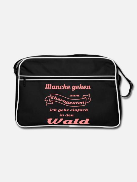 Therapie Spruchband - Retro Tasche - Schwarz/Weiß