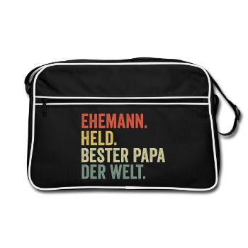 Bester Papa der Welt - Retro Tasche - Schwarz/Weiß - Vorne