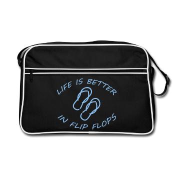 LA VIE EST MEILLEURE EN TONGS - Sac Retro - noir/blanc - Devant