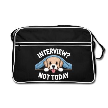Lazy Labrador, Sleepy Puppy - Retro Bag - black/white - Front