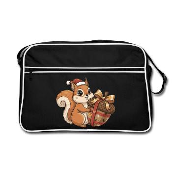 Winterfreude Eichhörnchen Geschenk - Retro Tasche - Schwarz/Weiß - Vorne