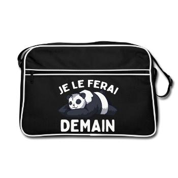 I'll Do It Tomorrow Lazy Panda Humor - Retro Bag - black/white - Front