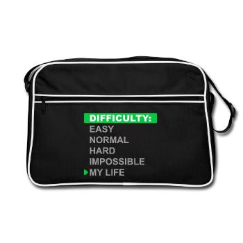 Difficulty Mode – My Life - Retro Bag - black/white - Front
