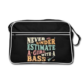 Ne sous-estime jamais une fille avec une basse - Sac Retro - noir/blanc - Devant