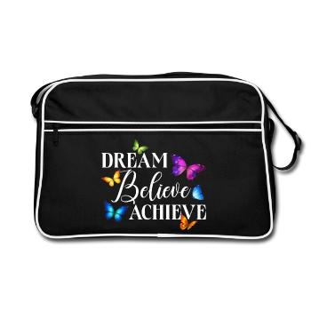 Inspirierender Schmetterling Monarchfalter Garten - Retro Tasche - Schwarz/Weiß - Vorne