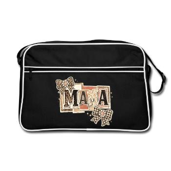 Mama Léopard et Nœuds | Cadeau Fête des Mères - Sac Retro - noir/blanc - Devant