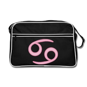 Cancer Zodiac Sign Symbol Pastel Pink - Retro Bag - black/white - Front
