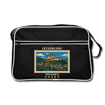 Luxemburg Vianden Vintage Reisemarke - Retro Tasche - Schwarz/Weiß - Vorne