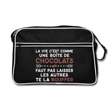 Chocolats Cadeau humour personnalisé - Sac Retro - noir/blanc - Devant