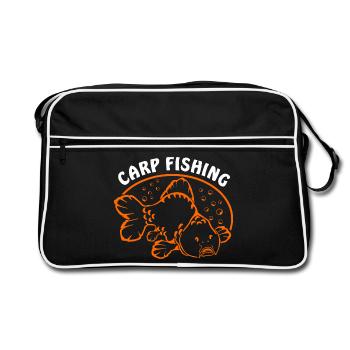 Fische_angeln_002_carp_fishing - Retro Tasche - Schwarz/Weiß - Vorne