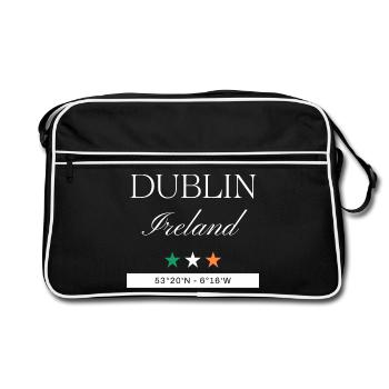 Dublin Irland Souvenir – Reise minimalistisch - Retro Tasche - Schwarz/Weiß - Vorne