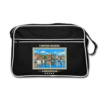 Vereinigte Staaten Annapolis Vintage Reisemarke - Retro Tasche - Schwarz/Weiß - Vorne