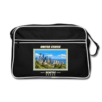 Vereinigte Staaten Seattle Vintage Reisemarke - Retro Tasche - Schwarz/Weiß - Vorne