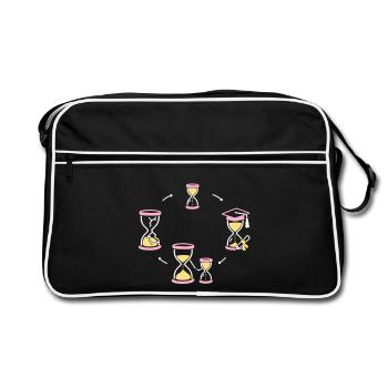 Zeitkreis des Lebens - Retro Tasche - Schwarz/Weiß - Vorne