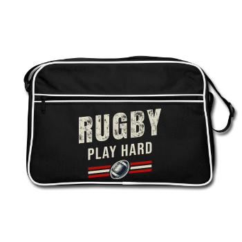Rugby Spiel hart | Passion Oval Ball - Retro Tasche - Schwarz/Weiß - Vorne