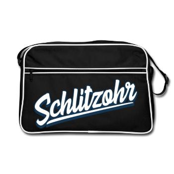 Schlitzohr - Schweizerdeutsch - Mundart - Dialekt - Retro Tasche - Schwarz/Weiß - Vorne