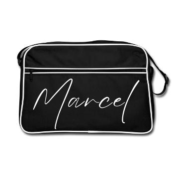 Cadeau de T-shirt pour hommes avec le nom Marcel - Sac Retro - noir/blanc - Devant