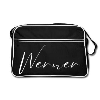 Werner Name T-Shirt Geschenk Für Männer - Retro Tasche - Schwarz/Weiß - Vorne