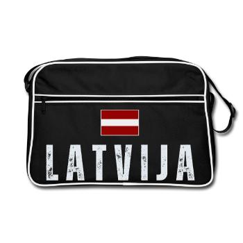Drapeau de Lettonie, patriote letton - Sac Retro - noir/blanc - Devant
