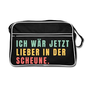 Ich wär jetzt lieber in der Scheune - Retro Tasche - Schwarz/Weiß - Vorne