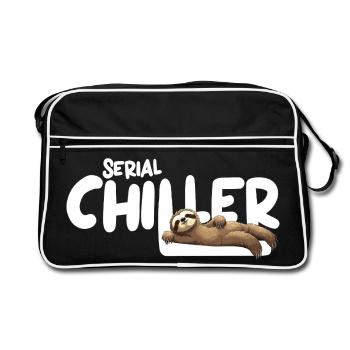 Sloth Serial Chiller – Funny Sloth Tee - Retro Bag - black/white - Front
