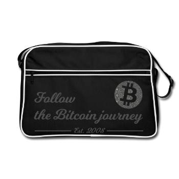 Lettrage de voyage Bitcoin - Sac Retro - noir/blanc - Devant