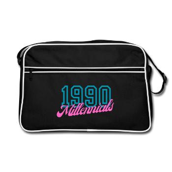 Retro 1990 Millennial Digitaler Stil Design - Retro Tasche - Schwarz/Weiß - Vorne