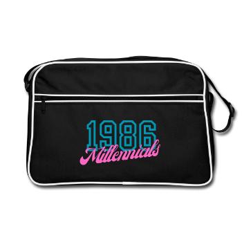 1986 Millennials Retro Numerisches Design - Retro Tasche - Schwarz/Weiß - Vorne