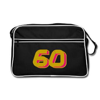 60. 60 YEARS. 60th ANNIVERSARY. 60TH BIRTHDAY. - Retro Bag - black/white - Front