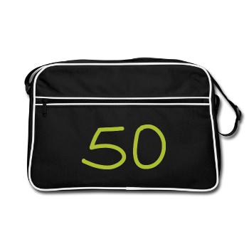 50e anniversaire cinquante numéro vert - Sac Retro - noir/blanc - Devant