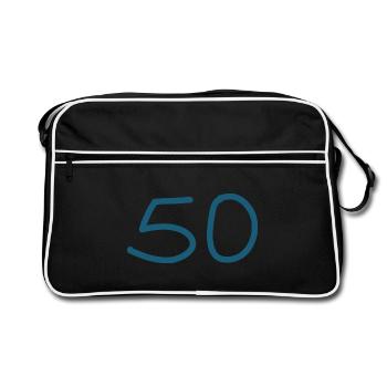 50e anniversaire cinquante numéro bleu - Sac Retro - noir/blanc - Devant