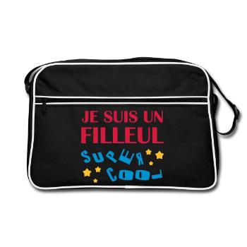 Parrain / Marraine / Filleule / Filleul / Baptême - Sac Retro - noir/blanc - Devant