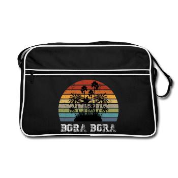 Bora Bora design vintage avec palmiers / cadeau - Sac Retro - noir/blanc - Devant