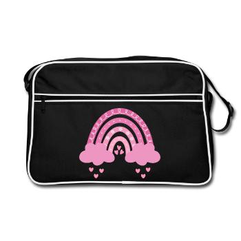 Boho arc-en-ciel rose fille naissance bébé douche de bébé - Sac Retro - noir/blanc - Devant