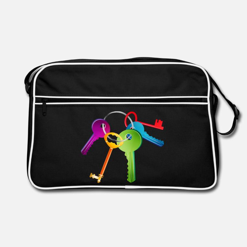 Porte-clés aux couleurs vives avec clé - Sac Retro - noir/blanc