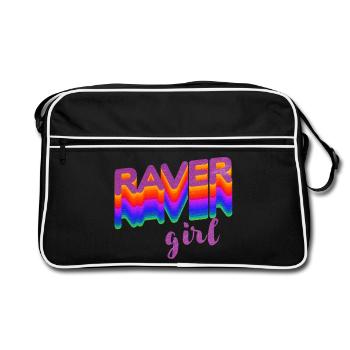 Raver girl dessin pour festival, rave, EDM, danse - Sac Retro - noir/blanc - Devant