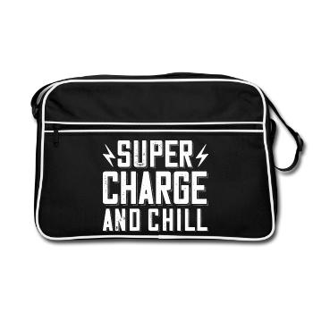 Supercharge And Chill - for electric car fans - Retro Bag - black/white - Front