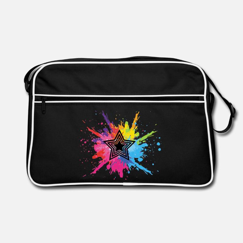 Black star and multicolored explosion Retro Bag
