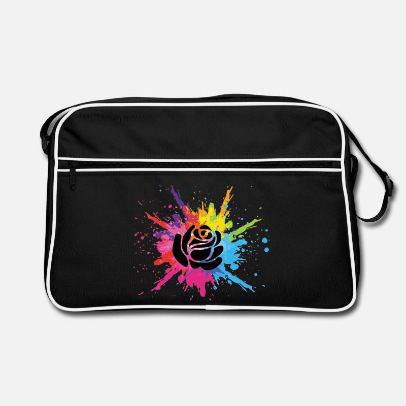 Fleur noire et explosion multicolore Sac Retro