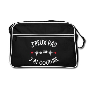 Sewing, embroidery, sewing machine - Retro Bag - black/white - Front