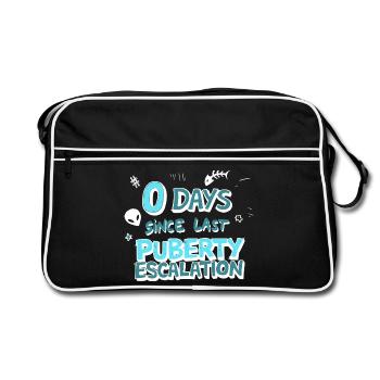 Pubertät Eskalation Lustiges Shirt - Retro Tasche - Schwarz/Weiß - Vorne
