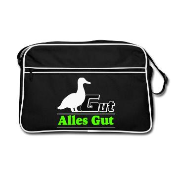 Party Fun Saying, Duck Good All Good - Retro Bag - black/white - Front