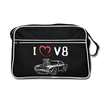 J’adore les muscle cars américains V8 - Big Block Cars - Sac Retro - noir/blanc - Devant