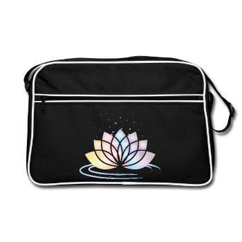 Stylized Pastel Flower Symbol with Water - Retro Bag - black/white - Front